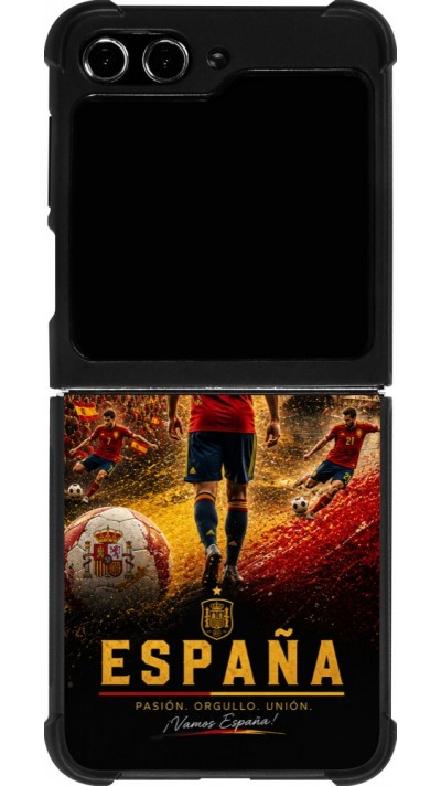 Coque Samsung Galaxy Z Flip5 - Silicone rigide noir Football Espagne splash 2026