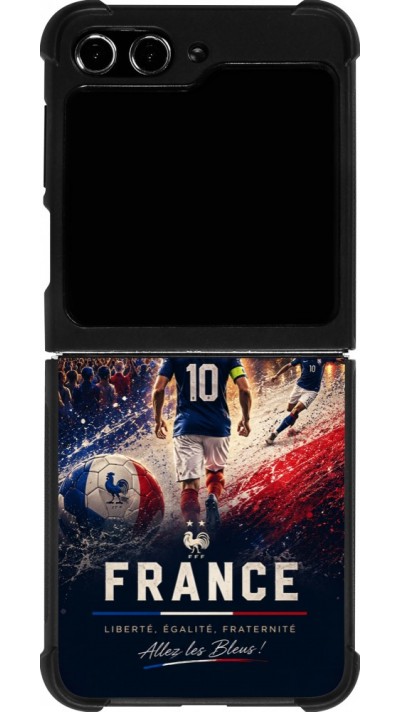 Coque Samsung Galaxy Z Flip5 - Silicone rigide noir Football France splash 2026