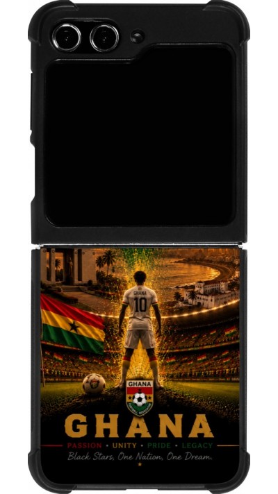 Coque Samsung Galaxy Z Flip5 - Silicone rigide noir Football Ghana splash 2026