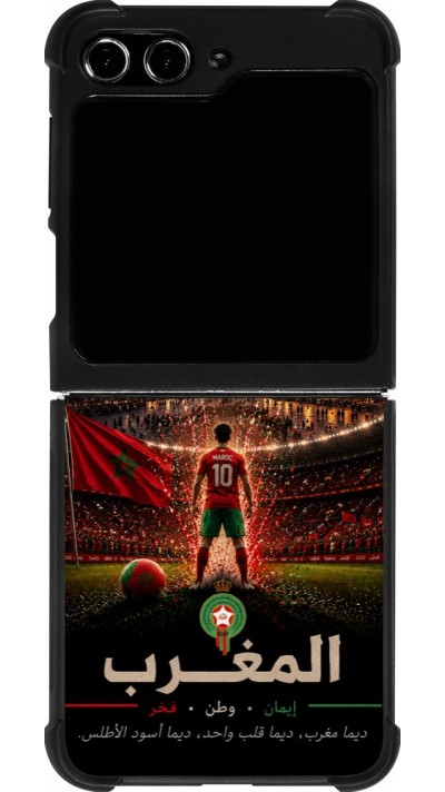 Coque Samsung Galaxy Z Flip5 - Silicone rigide noir Football Maroc splash 2026