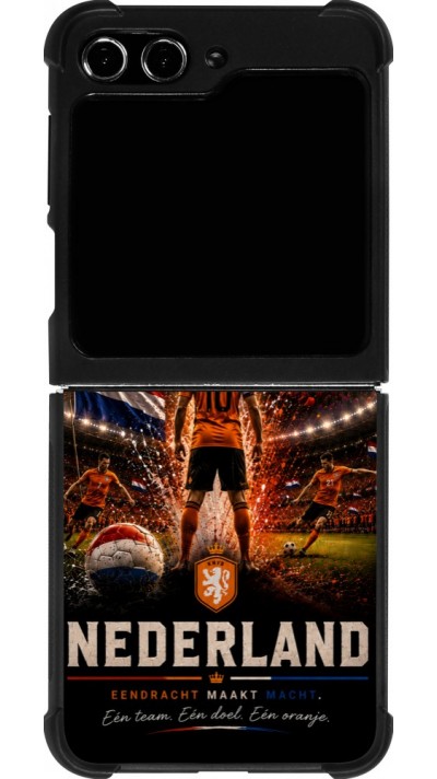 Coque Samsung Galaxy Z Flip5 - Silicone rigide noir Football Pays-Bas splash 2026