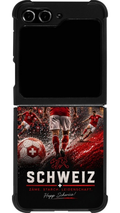 Coque Samsung Galaxy Z Flip5 - Silicone rigide noir Football Schweiz splash 2026