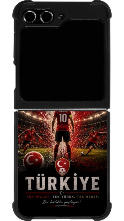 Coque Samsung Galaxy Z Flip5 - Silicone rigide noir Football Turquie splash 2026