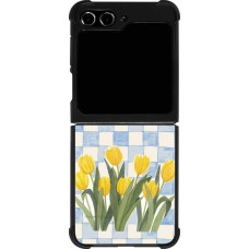 Samsung Galaxy Z Flip5 Case Hülle - Silikon schwarz Blue vichy tulips Spring 2026