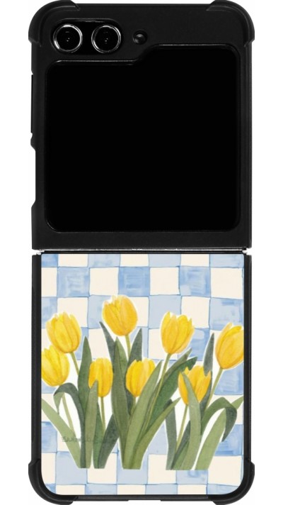 Samsung Galaxy Z Flip5 Case Hülle - Silikon schwarz Blue vichy tulips Spring 2026