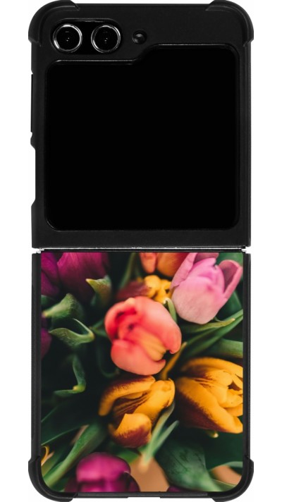 Samsung Galaxy Z Flip5 Case Hülle - Silikon schwarz Bouquet of tulips Spring 2026