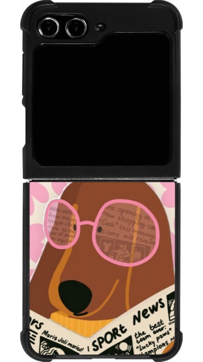 Samsung Galaxy Z Flip5 Case Hülle - Silikon schwarz Dog with newspaper Spring 2026
