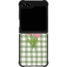 Samsung Galaxy Z Flip5 Case Hülle - Silikon schwarz Green vichy tulips Spring 2026