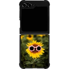 Samsung Galaxy Z Flip5 Case Hülle - Silikon schwarz Sunflower with glasses Spring 2026