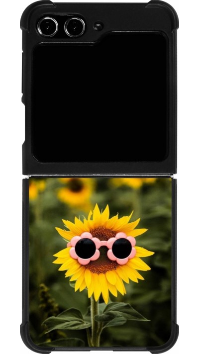 Samsung Galaxy Z Flip5 Case Hülle - Silikon schwarz Sunflower with glasses Spring 2026
