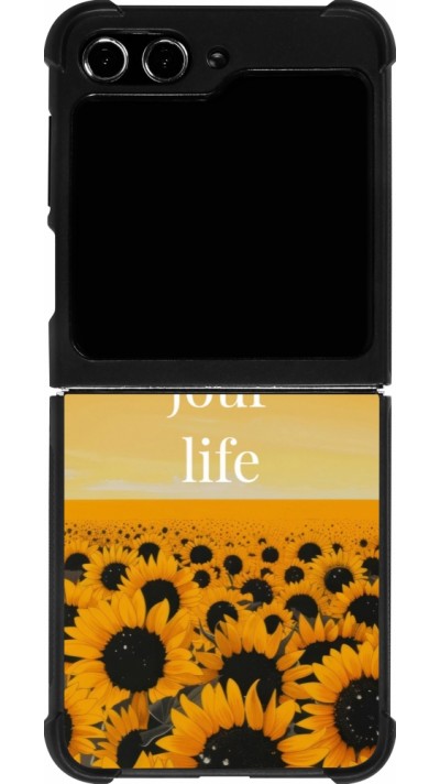 Coque Samsung Galaxy Z Flip5 - Silicone rigide noir Summer 2025 Enjoy your life