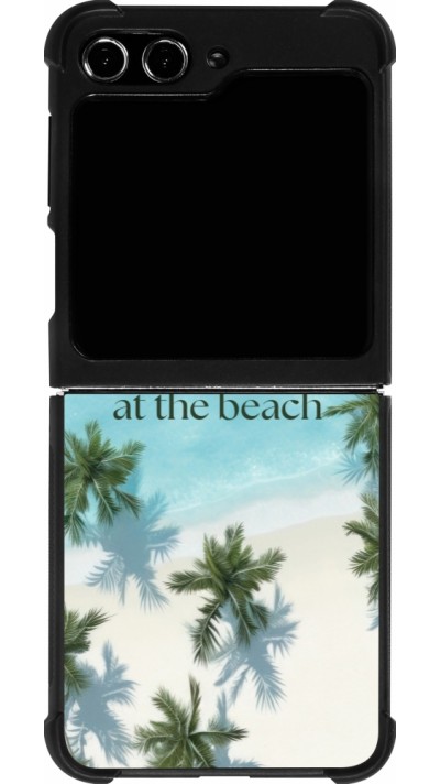 Coque Samsung Galaxy Z Flip5 - Silicone rigide noir Summer 2025 Life is better at the beach
