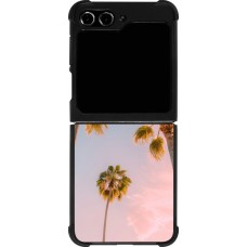 Coque Samsung Galaxy Z Flip5 - Silicone rigide noir Summer 2025 Palmiers