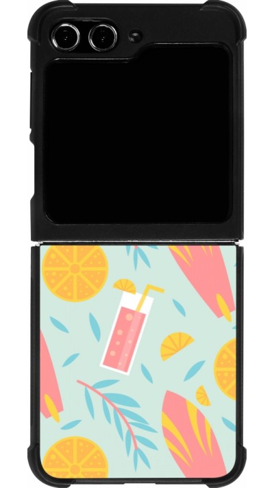 Coque Samsung Galaxy Z Flip5 - Silicone rigide noir Summer 2025 Pattern citron