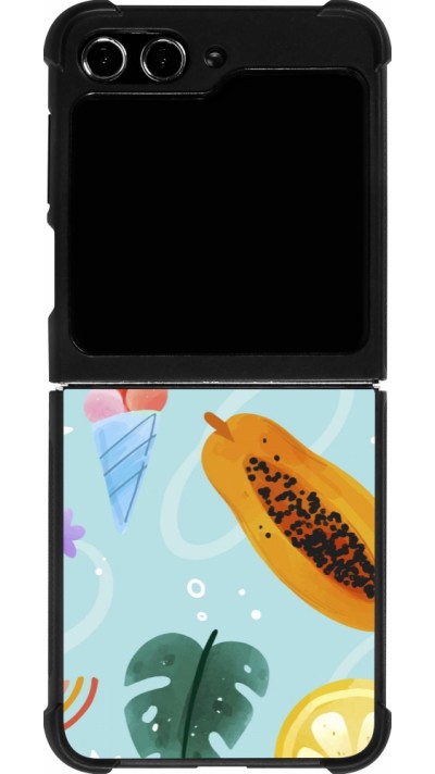 Coque Samsung Galaxy Z Flip5 - Silicone rigide noir Summer 2025 Pattern papaya