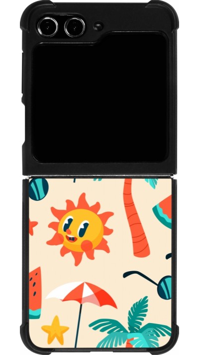 Coque Samsung Galaxy Z Flip5 - Silicone rigide noir Summer 2025 Pattern soleil