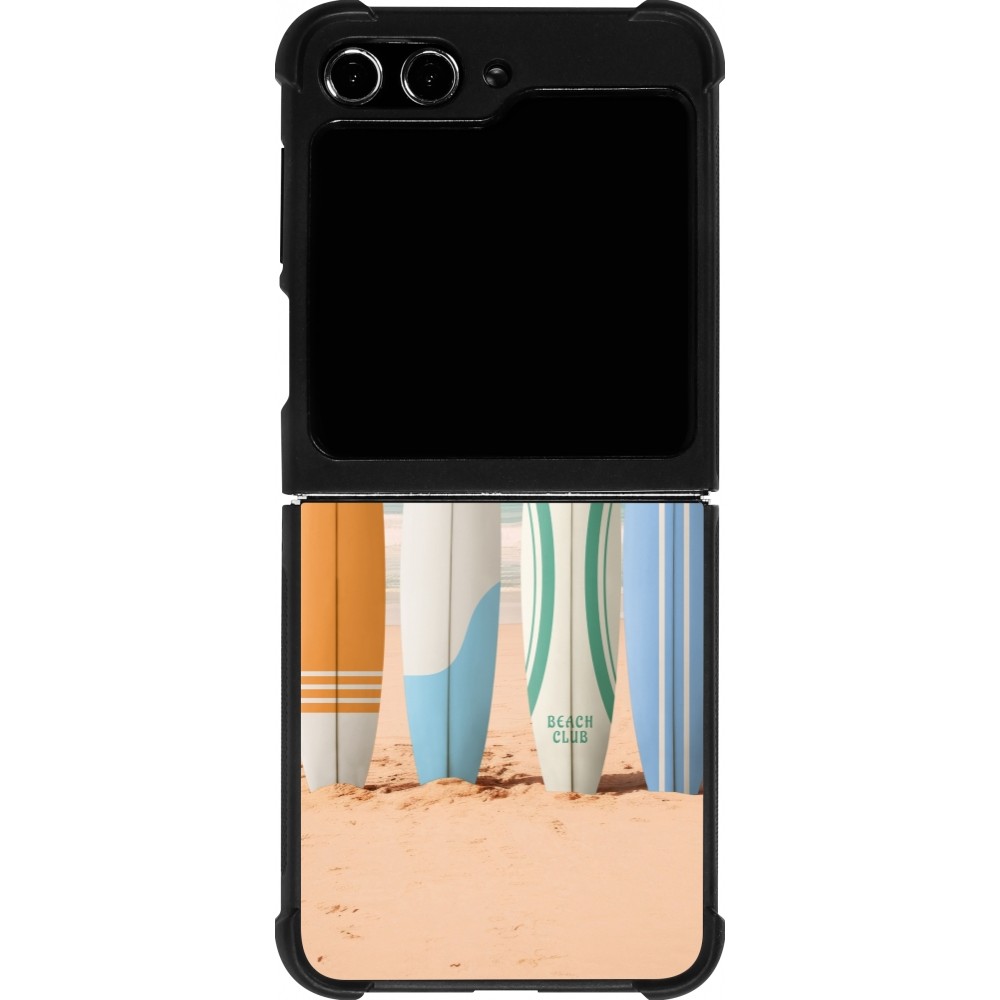 Coque Samsung Galaxy Z Flip5 - Silicone rigide noir Summer surfboard 2025