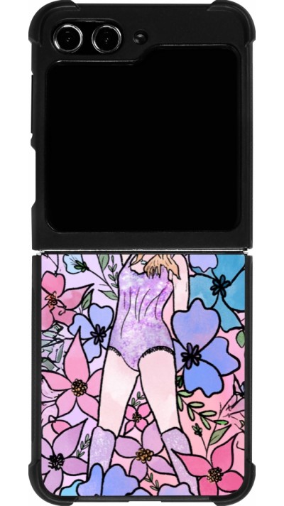 Coque Samsung Galaxy Z Flip5 - Silicone rigide noir Taylor Swift Sketch - Pink