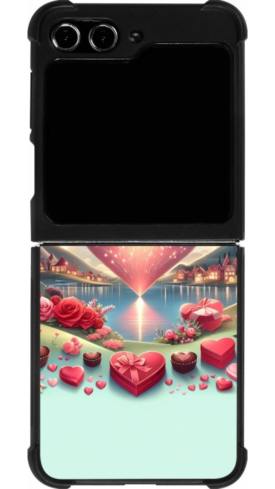 Coque Samsung Galaxy Z Flip5 - Silicone rigide noir Valentine 2025 Chic