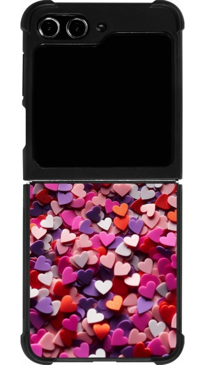 Coque Samsung Galaxy Z Flip5 - Silicone rigide noir Valentine 2025 Confetti