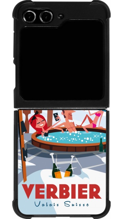 Coque Samsung Galaxy Z Flip5 - Silicone rigide noir Verbier Mountain Jacuzzi