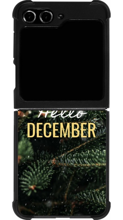 Coque Samsung Galaxy Z Flip5 - Silicone rigide noir Winter 25 Winter hello december