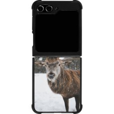 Coque Samsung Galaxy Z Flip5 - Silicone rigide noir Winter 25 Winter reindeer