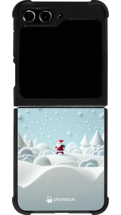 Coque Samsung Galaxy Z Flip5 - Silicone rigide noir Noël 2023 Petit Père Flocon