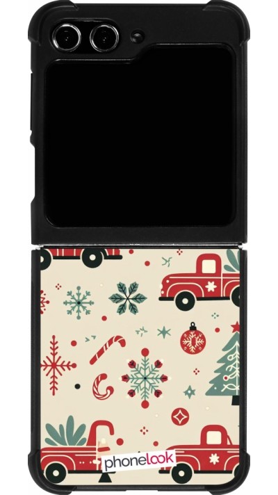 Coque Samsung Galaxy Z Flip5 - Silicone rigide noir Noël 2024 Camion Sapin