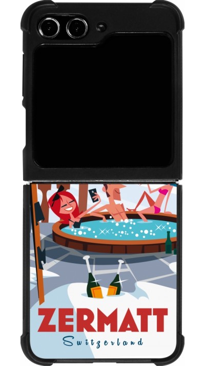 Coque Samsung Galaxy Z Flip5 - Silicone rigide noir Zermatt Mountain Jacuzzi