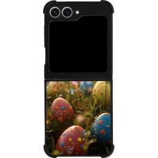 Coque Samsung Galaxy Z Flip6 - Silicone rigide noir Easter 2026 Decorated eggs
