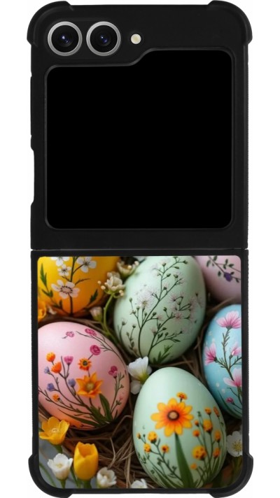 Coque Samsung Galaxy Z Flip6 - Silicone rigide noir Easter 2026 Eggs with bees