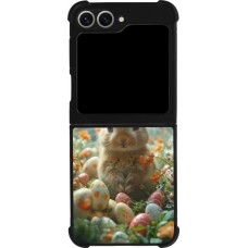 Coque Samsung Galaxy Z Flip6 - Silicone rigide noir Easter 2026 Rabbit in the garden