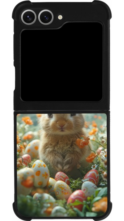 Coque Samsung Galaxy Z Flip6 - Silicone rigide noir Easter 2026 Rabbit in the garden