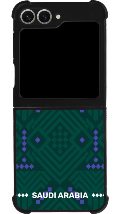 Coque Samsung Galaxy Z Flip6 - Silicone rigide noir Maillot de football Arabie saoudite 2026 personnalisable