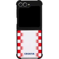 Coque Samsung Galaxy Z Flip6 - Silicone rigide noir Maillot de football Croatie 2026 personnalisable