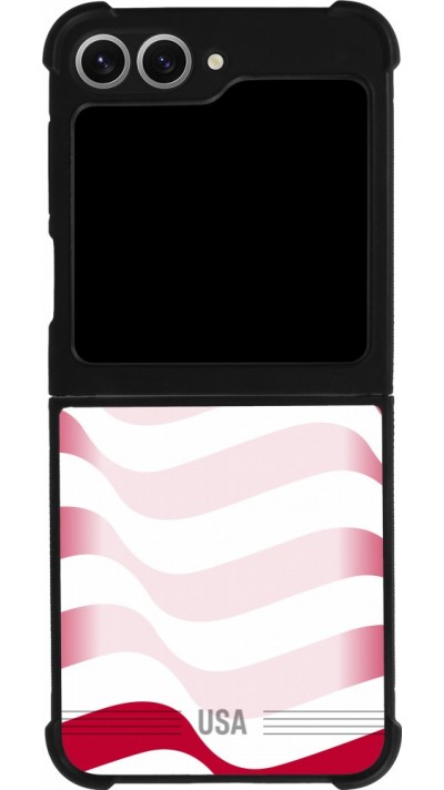 Coque Samsung Galaxy Z Flip6 - Silicone rigide noir Maillot de football E?tats Unis 2026 personnalisable