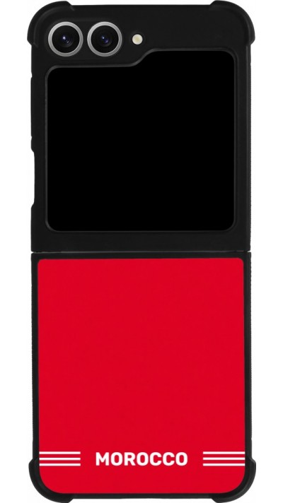 Coque Samsung Galaxy Z Flip6 - Silicone rigide noir Maillot de football Maroc 2026 personnalisable