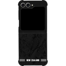 Coque Samsung Galaxy Z Flip6 - Silicone rigide noir Maillot de football Nouvelle-Zélande 2026 personnalisable