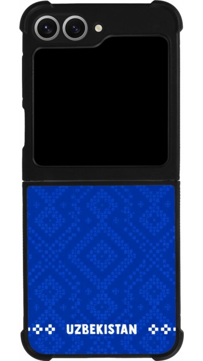 Coque Samsung Galaxy Z Flip6 - Silicone rigide noir Maillot de football Ouzbékistan 2026 personnalisable