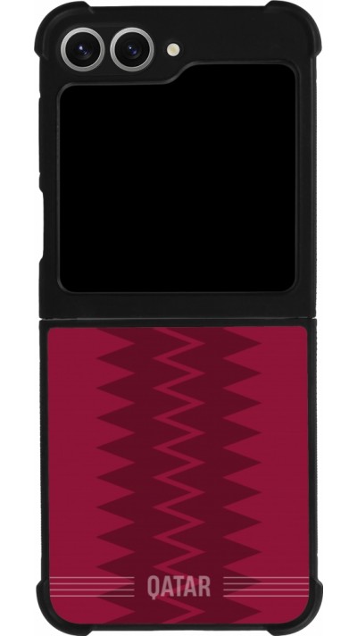 Coque Samsung Galaxy Z Flip6 - Silicone rigide noir Maillot de football Qatar 2026 personnalisable