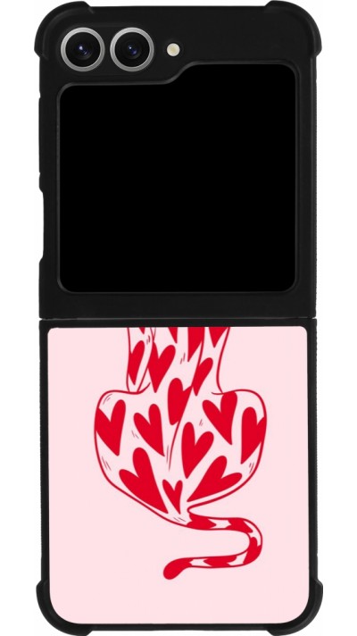 Coque Samsung Galaxy Z Flip6 - Silicone rigide noir Leopard with hearts 2026
