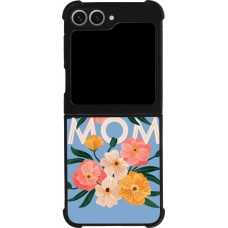 Coque Samsung Galaxy Z Flip6 - Silicone rigide noir Mom 2026 Flowers