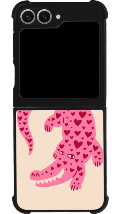 Coque Samsung Galaxy Z Flip6 - Silicone rigide noir Pink crocodile 2026