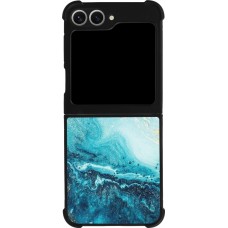 Coque Samsung Galaxy Z Flip6 - Silicone rigide noir Sea Foam Blue