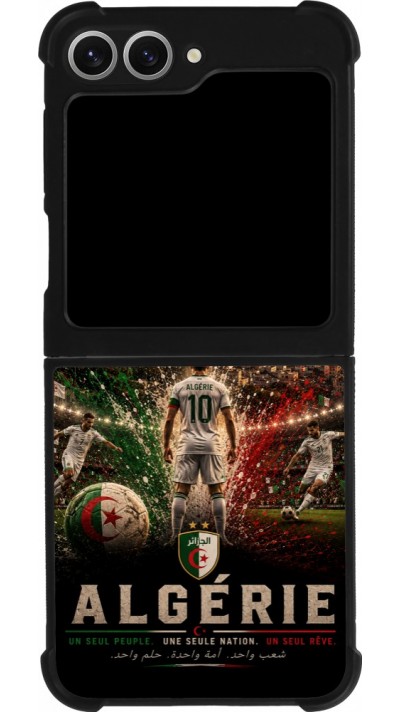 Coque Samsung Galaxy Z Flip6 - Silicone rigide noir Football Algérie splash 2026
