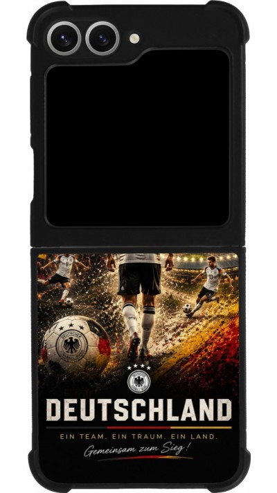 Coque Samsung Galaxy Z Flip6 - Silicone rigide noir Football Allemagne splash 2026