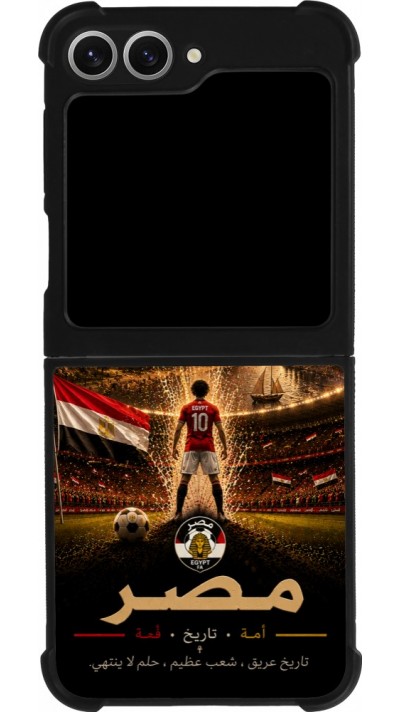 Coque Samsung Galaxy Z Flip6 - Silicone rigide noir Football Égypte splash 2026