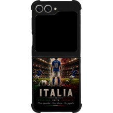 Coque Samsung Galaxy Z Flip6 - Silicone rigide noir Football Italie splash 2026