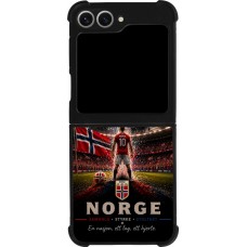 Coque Samsung Galaxy Z Flip6 - Silicone rigide noir Football Norvège splash 2026
